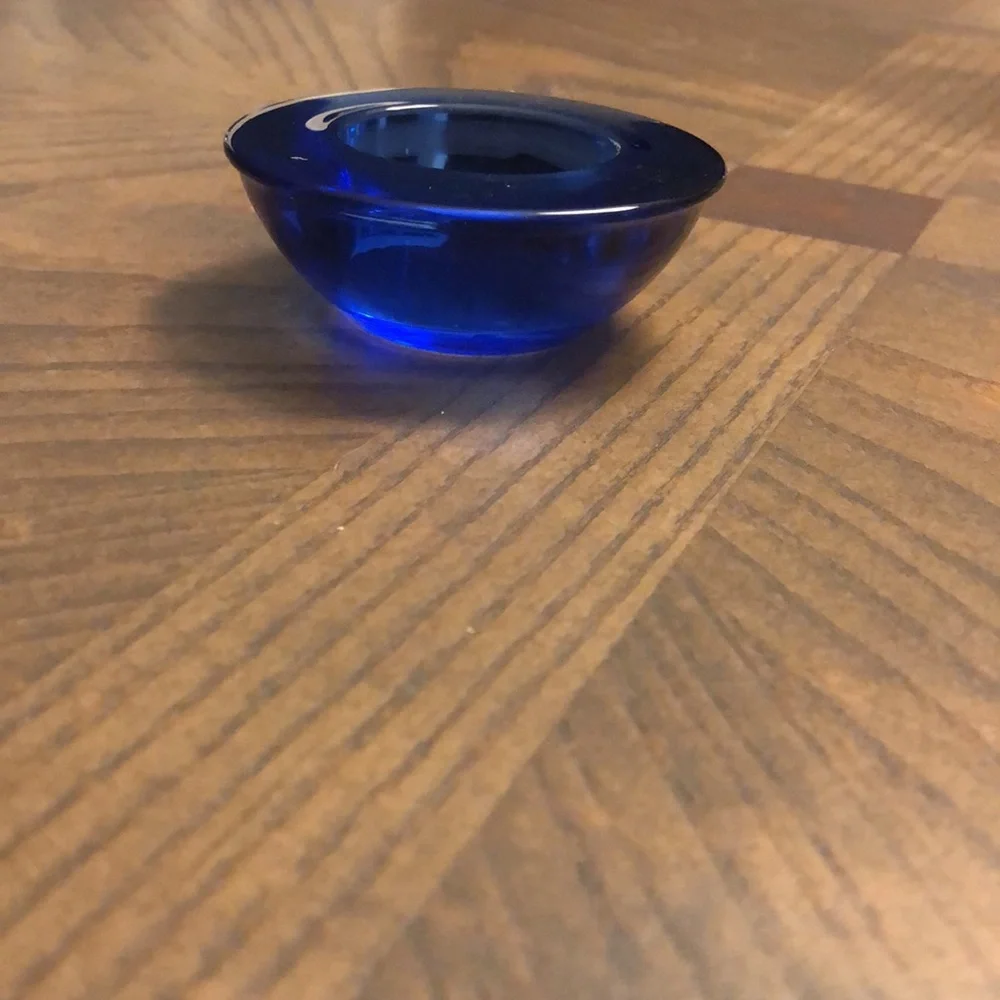 Crate & Barrel cobalt tealight holder